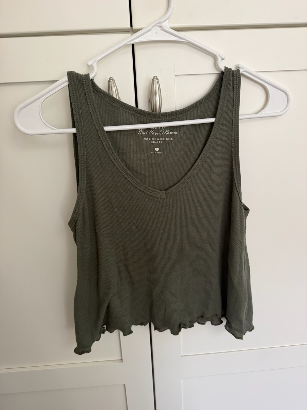 Hollister Olive Ribbed Scoop Neck Tank